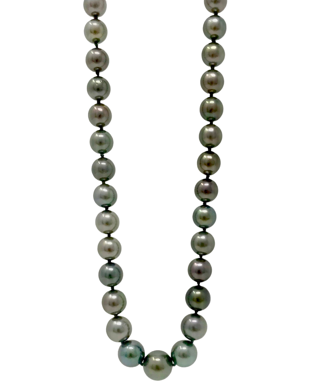 Hilo de perlas de Tahití de 9 a 12,3 mm de oro blanco de 14 quilates - 18&quot;