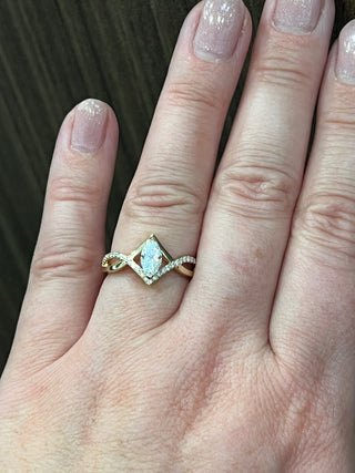 14K Yellow Gold 0.76cttw Marquise Cut Lab Grown Diamond Ring, Size 6