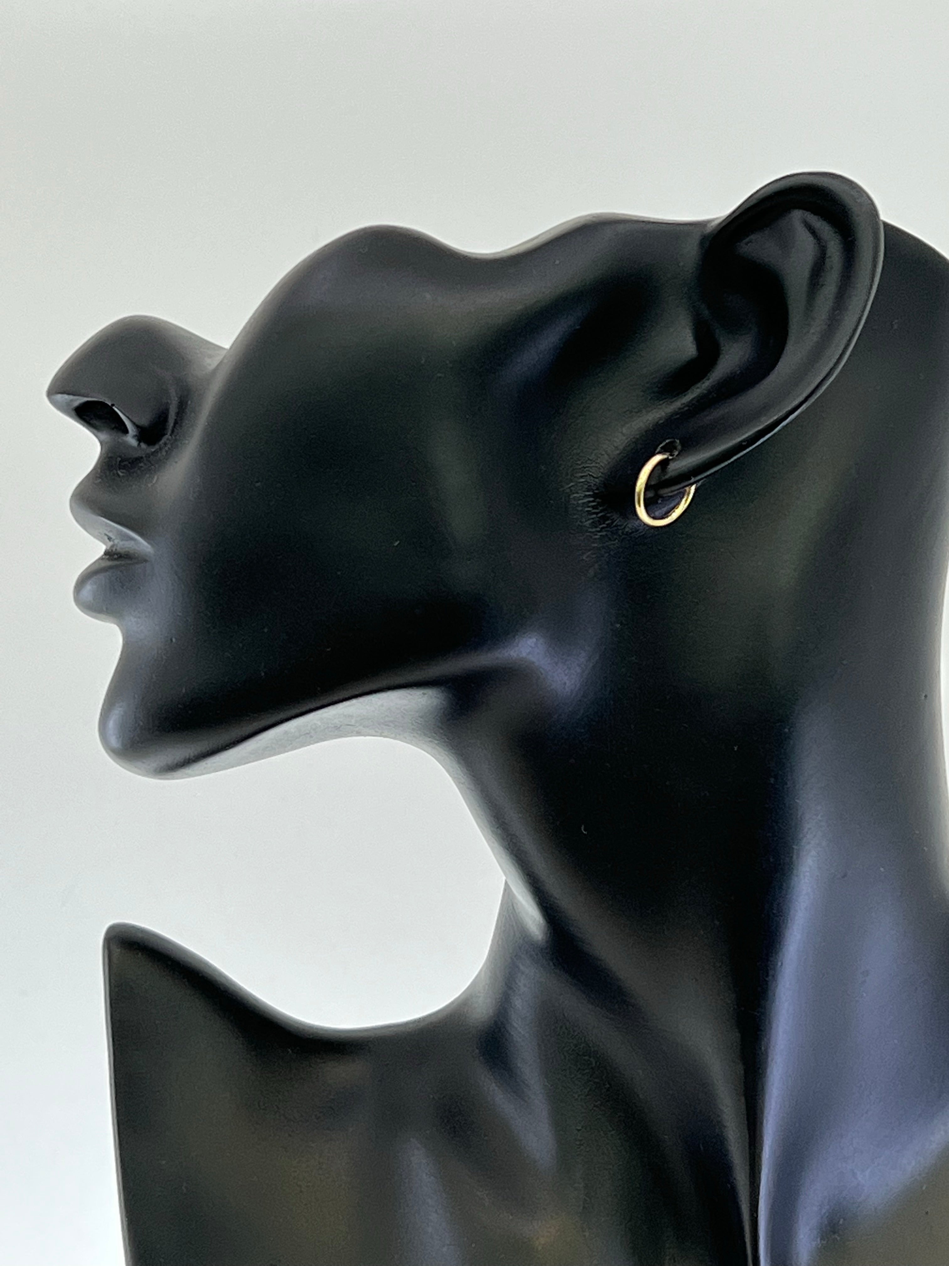 10K Yellow Gold 12mm Sleeper/Keeper/Hoop Earrings