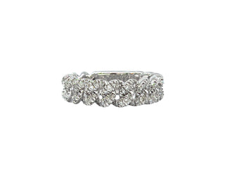 Anillo/banda de eslabones cubanos de Miami con diamantes de 0,50 quilates en oro blanco de 10 quilates, talla 6,5
