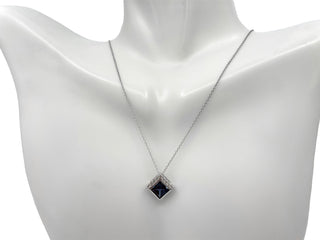 10K White Gold 6.0mm Created Alexandrite & 0.14cttw Diamond Pendant, 17"