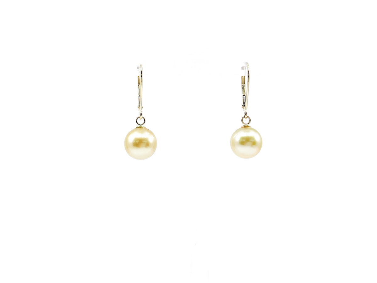 14K Yellow Gold South Sea Pearl 9-10mm Earrings