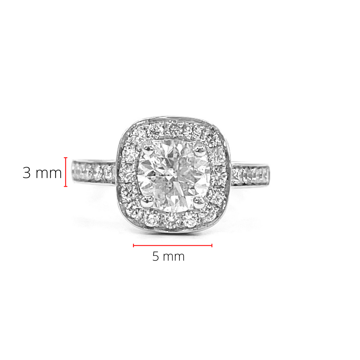 14K White Gold 1.66cttw Diamond Halo Engagement Ring, size 6