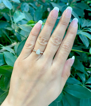 10K Rose Gold 0.35cttw Diamond Pear Shaped Halo Engagement Ring