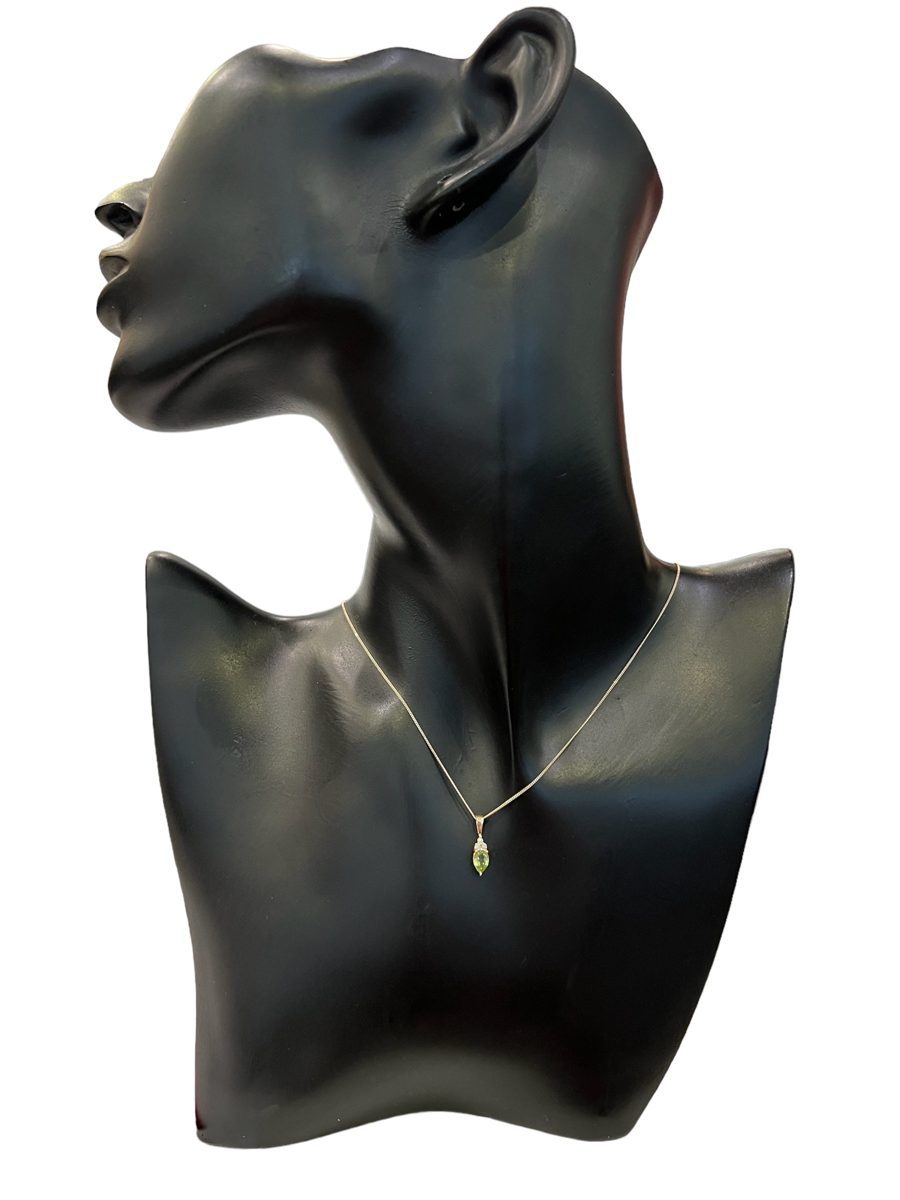 10K Yellow Gold Peridot and Diamond Necklace - 18 Inches