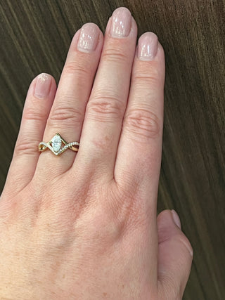 14K Yellow Gold 0.76cttw Marquise Cut Lab Grown Diamond Ring, Size 6