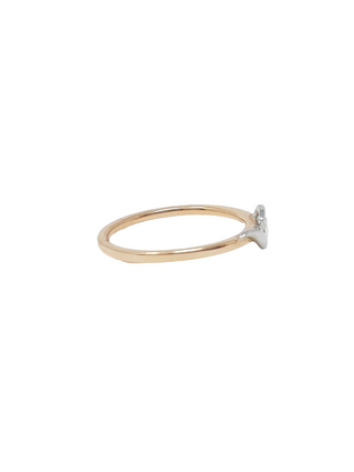 Anillo de diamantes de talla pera de 0,20 quilates en oro blanco y rosa de 10 quilates, tamaño 6,5
