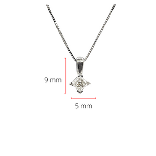 Colgante con solitario de diamante canadiense de talla princesa de 0,13 quilates en oro blanco de 14 quilates, 18"