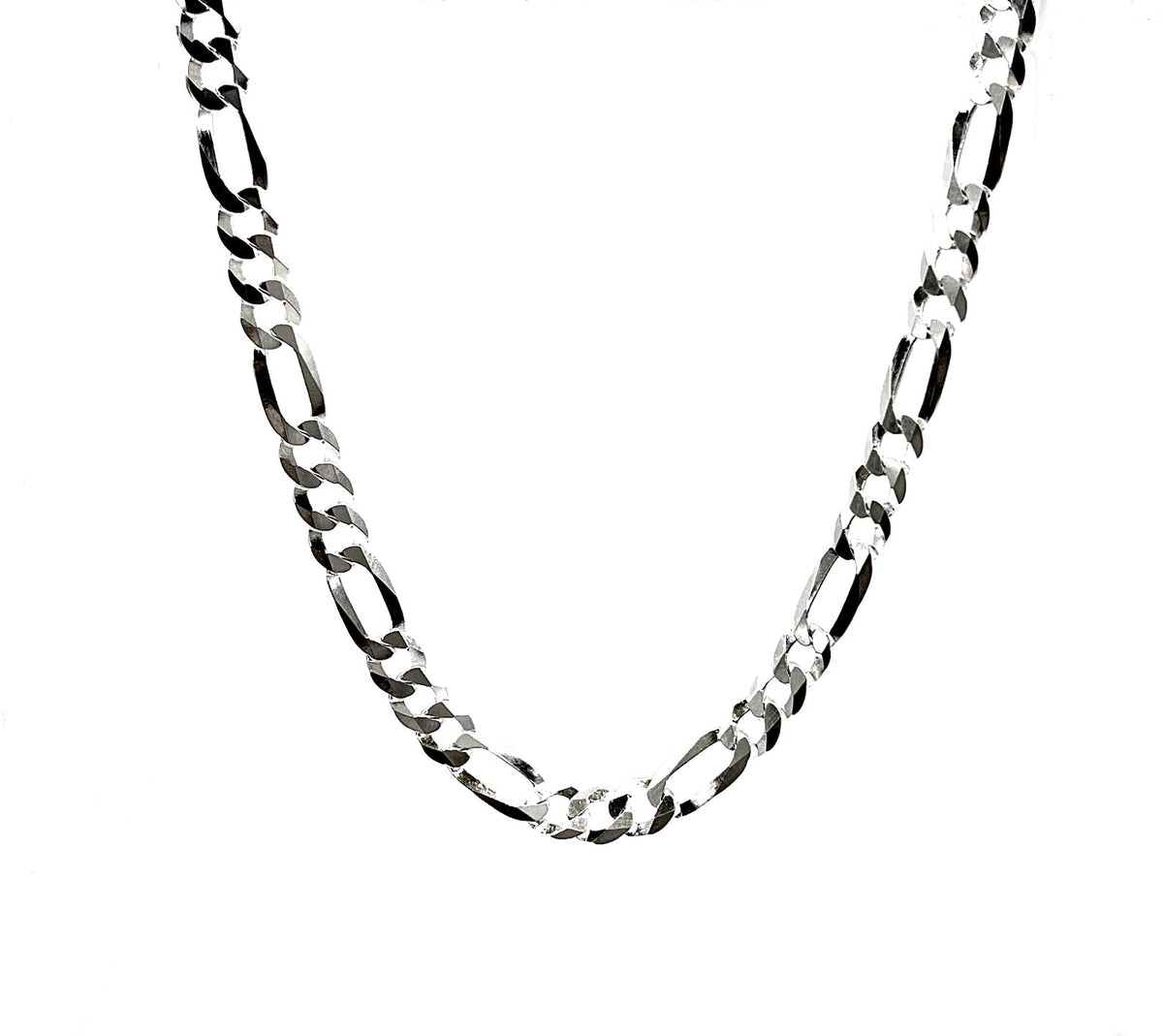 925 Sterling Silver Chain Figaro with Diamond Cut - 22 - 5.6mm