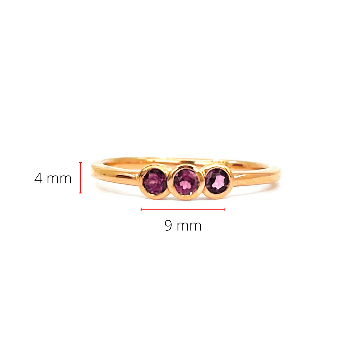 10K Rose Gold 0.30cttw Genuine Rhodalite Garnet Ring, size 6.5