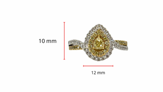 18K White & Yellow Gold 0.68Cttw Fancy Yellow Diamond Pear Cut Engagement Ring