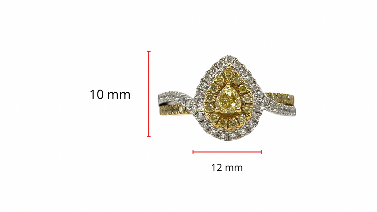 18K White &amp; Yellow Gold 0.68Cttw Fancy Yellow Diamond Pear Cut Engagement Ring