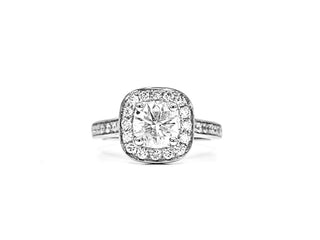 14K White Gold 1.66cttw Diamond Halo Engagement Ring