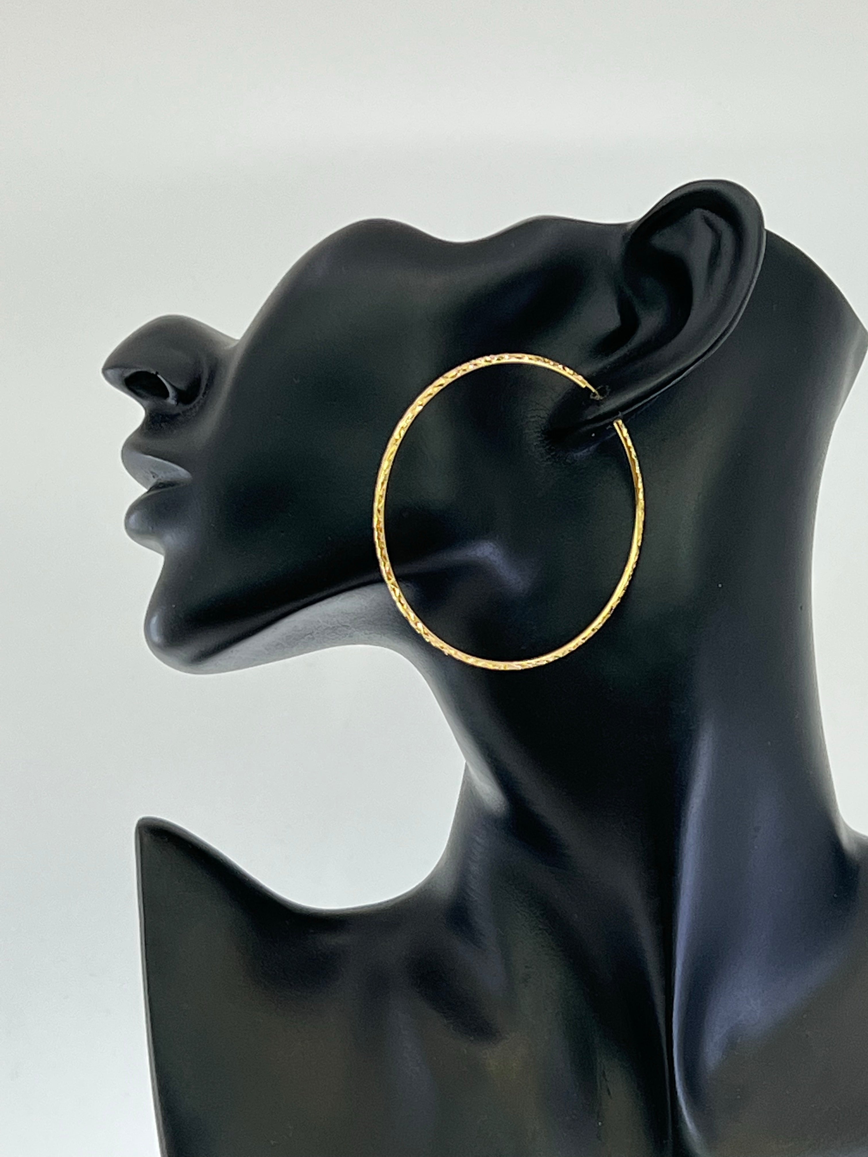 10K Yellow Gold 60mm Sleeper/Keeper/Hoop Earrings