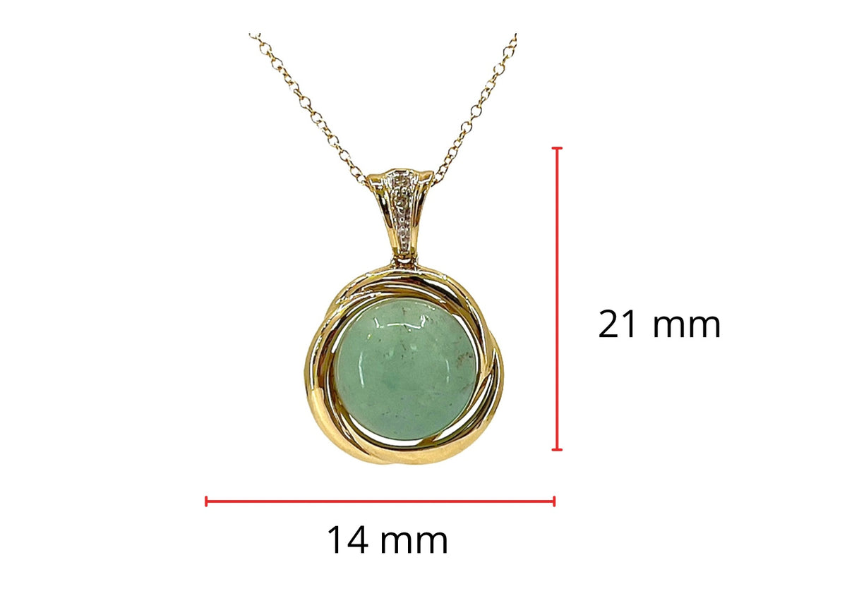 Colgante de diamantes y jade de 5,0 quilates en oro amarillo de 10 quilates - 18&quot;