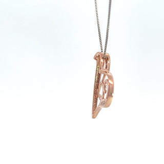 Colgante en forma de corazón con diamantes de 0,01 quilates en oro blanco y rosa de 10 quilates, 18"