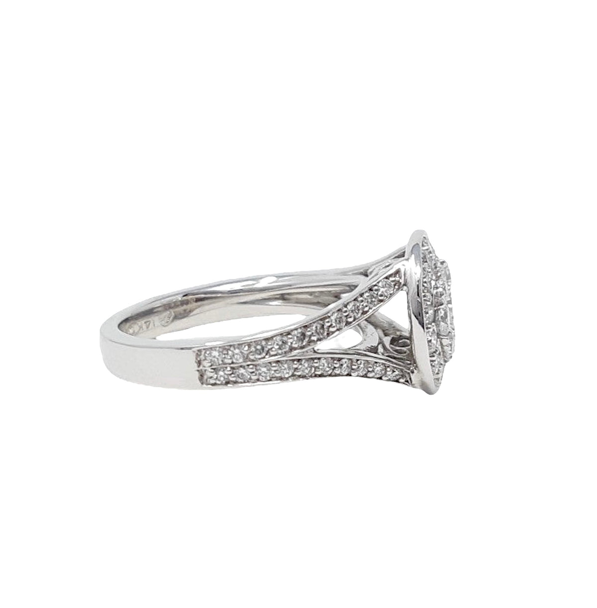 14K White Gold 1.00cttw Diamond Engagement Halo Ring, Size 6.5