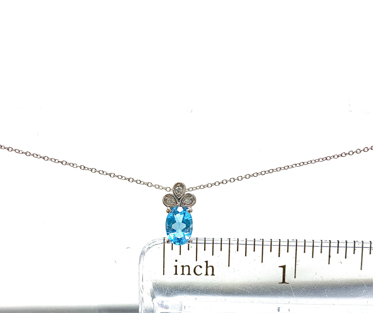 Blue Topaz and Diamond Pendant