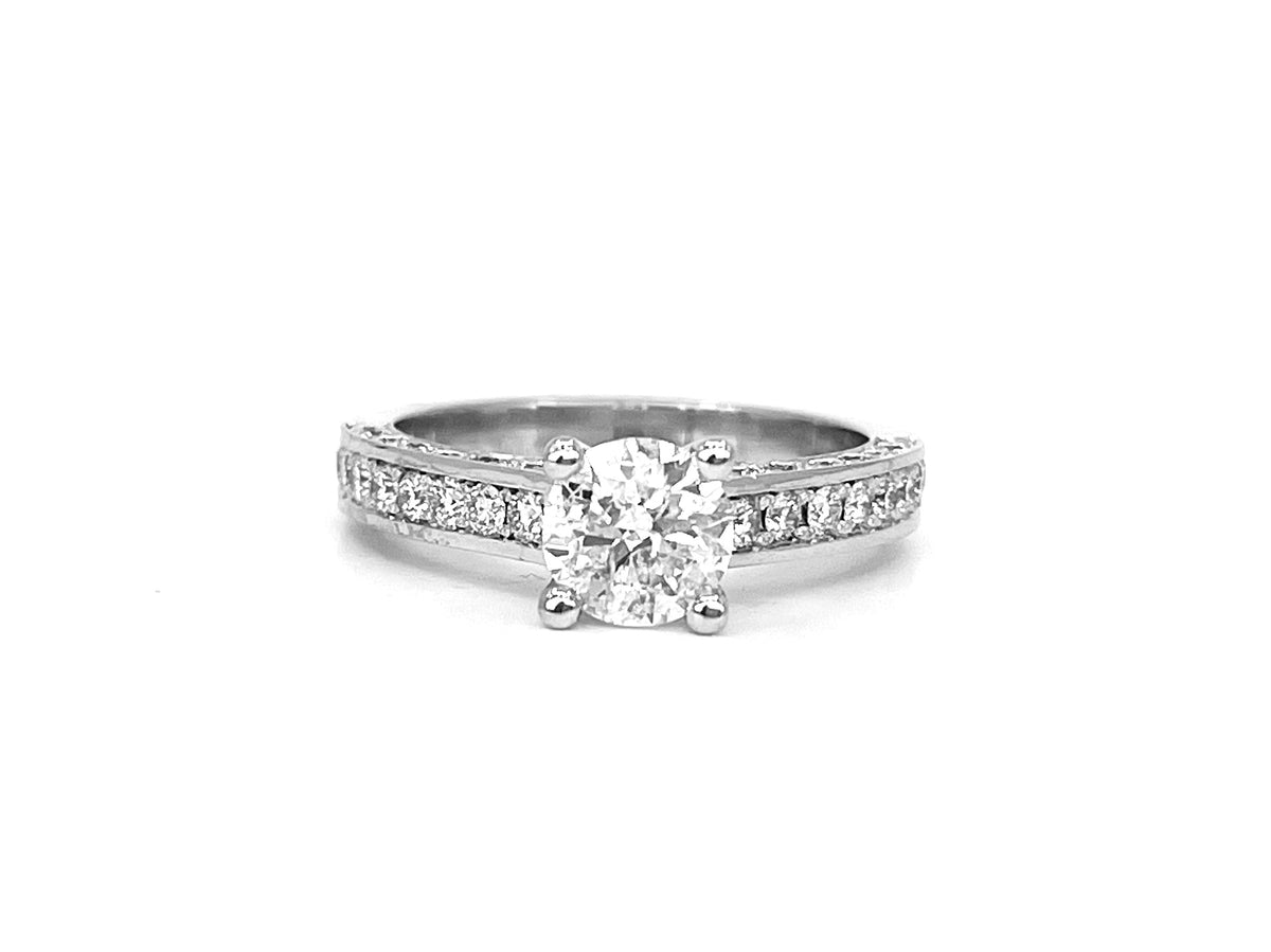 14K White Gold 1.84cttw Diamond Engagement Ring, size 7.5