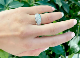 Anillo de oro blanco de 14 quilates con pavé de diamantes de 0,80 quilates, talla 6