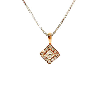 Collar con halo de diamantes canadienses de 0,30 quilates en oro blanco y rosa de 14 quilates, 18"