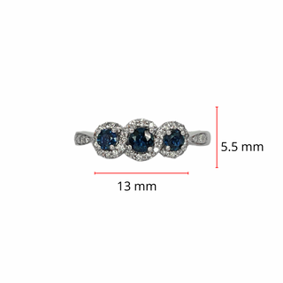 Anillo de oro blanco de 14 quilates con zafiro de 0,45 quilates y diamante de 0,18 quilates - Talla 7