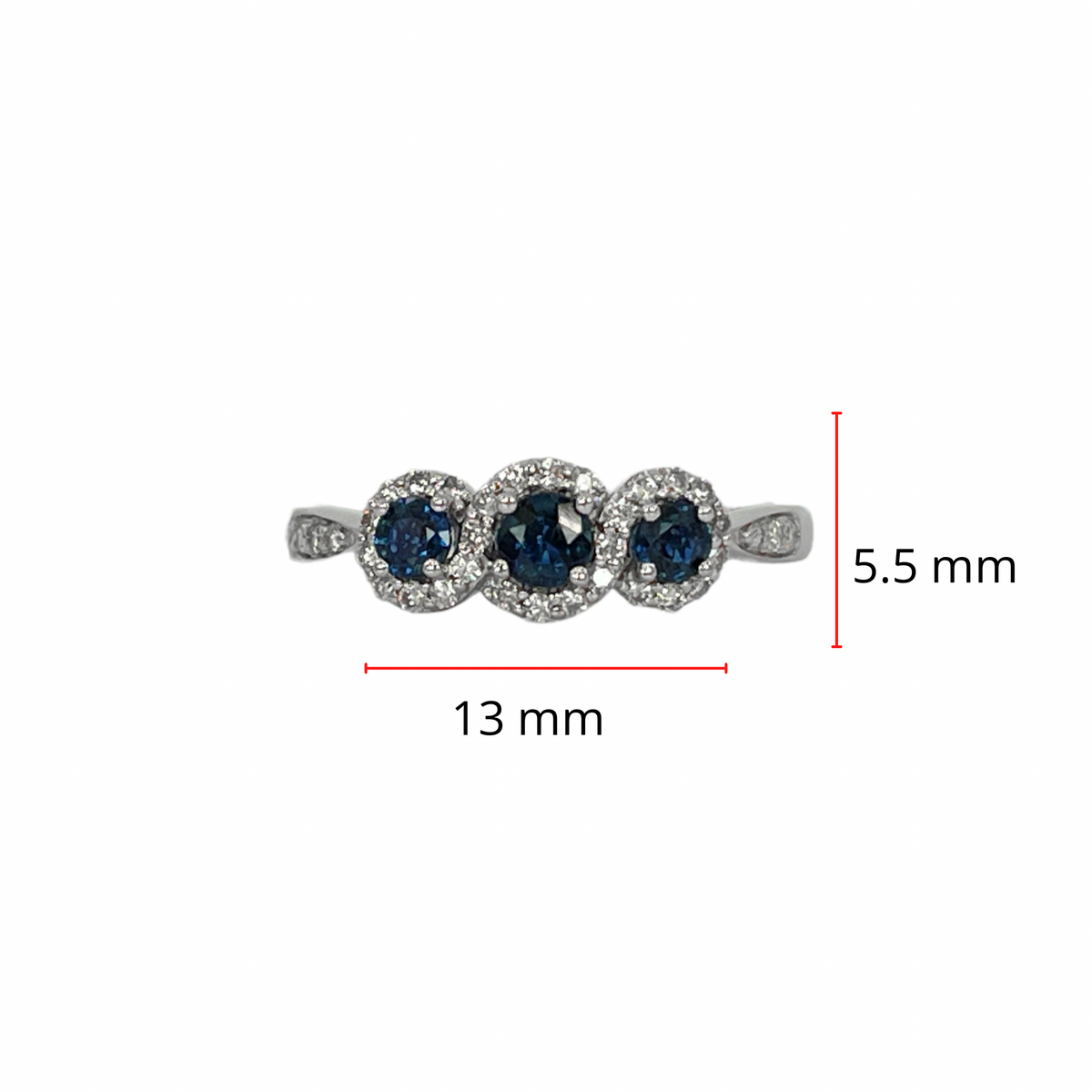 14K White Gold 0.45cttw Sapphire and 0.18cttw Diamond Ring - Size 7