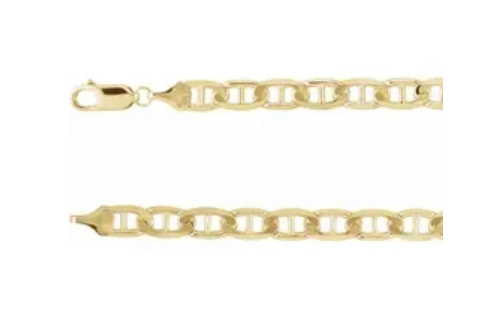 14K Yellow 6 mm Curbed Anchor 8 1/2 &quot; Bracelet