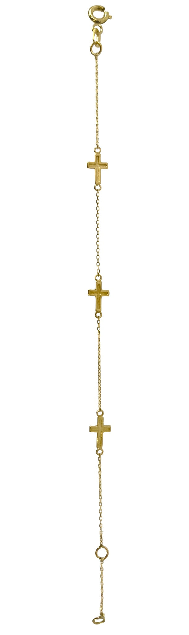10K Yellow Gold Cross Bracelet, 5.25-6&quot;