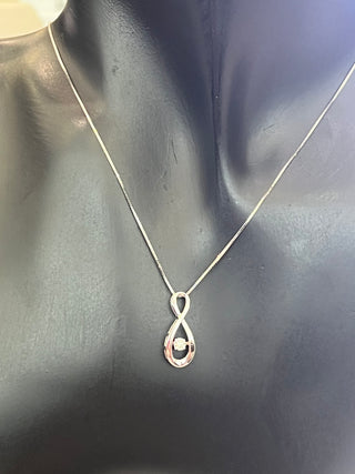 10K White Gold 0.03 cttw Diamond Pulse Pendant, 18"