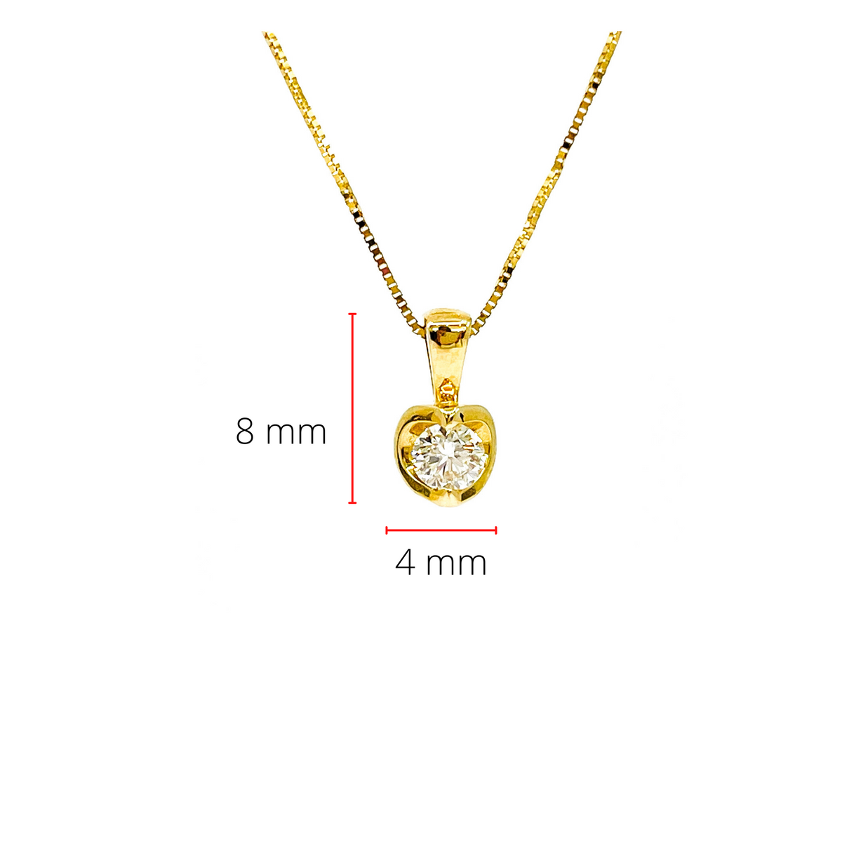 Colgante con solitario de diamante canadiense de 0,10 quilates en oro amarillo de 14 quilates, 18&quot;
