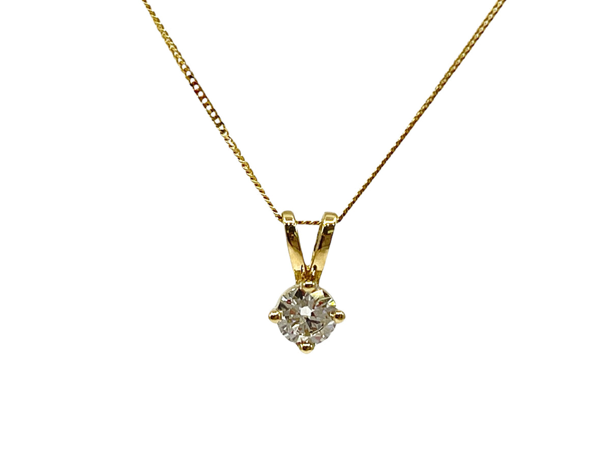 Collar con solitario de diamantes de 0,25 quilates en oro amarillo de 14 quilates - 18 pulgadas