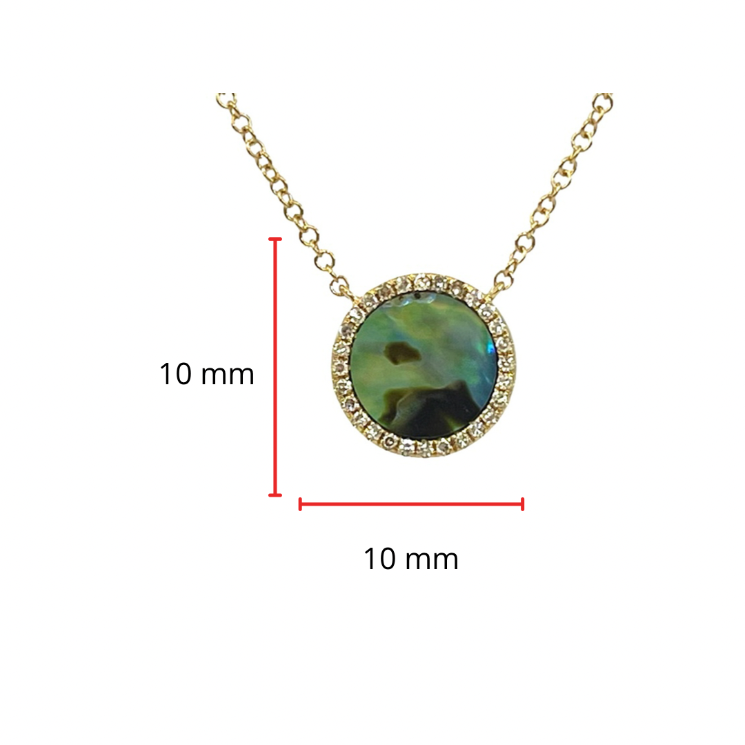 14K Yellow Gold 0.67cttw Abalone Shell and 0.09cttw Diamond Necklace, 18&quot;