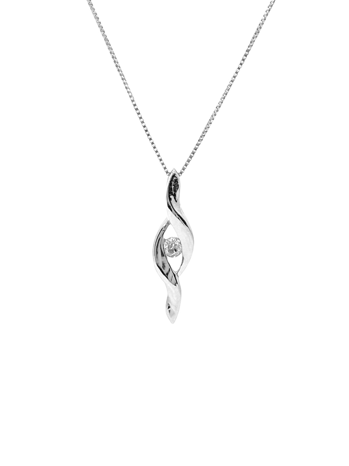 10K White Gold 0.05cttw Canadian Diamond Pendant, 18&quot;