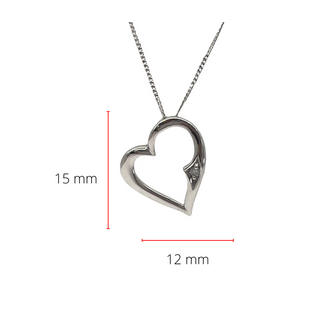 Collar con forma de corazón de diamantes de 0,01 quilates en oro blanco de 10 quilates, 18"
