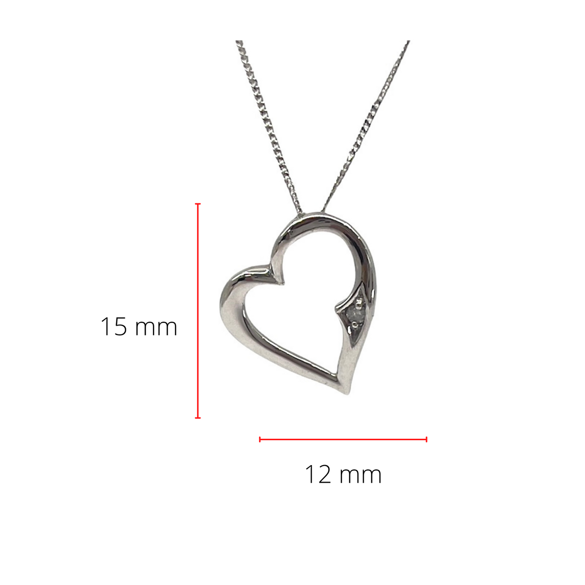 Collar con forma de corazón de diamantes de 0,01 quilates en oro blanco de 10 quilates, 18&quot;