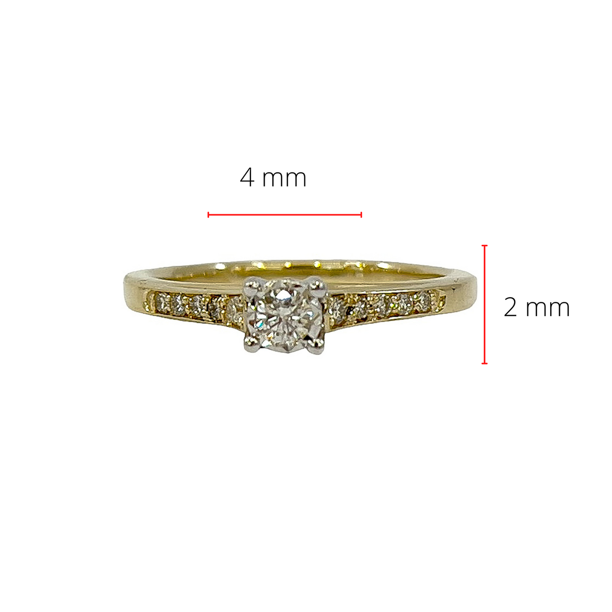 10K Yellow Gold 0.20cttw Round Brilliant Cut Illusion Set Diamond Ring