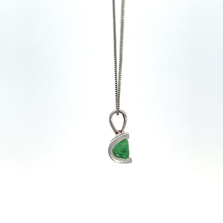 10K White Gold Emerald Pendant, 18"