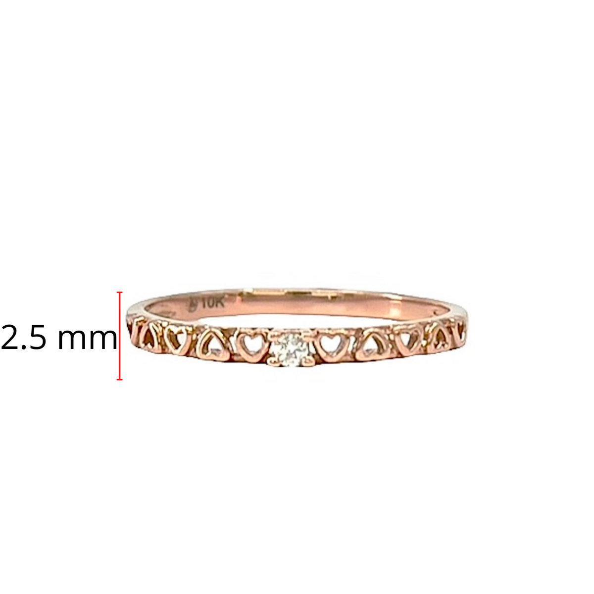 10K Rose Gold 0.02cttw Diamond Heart Shaped Ring