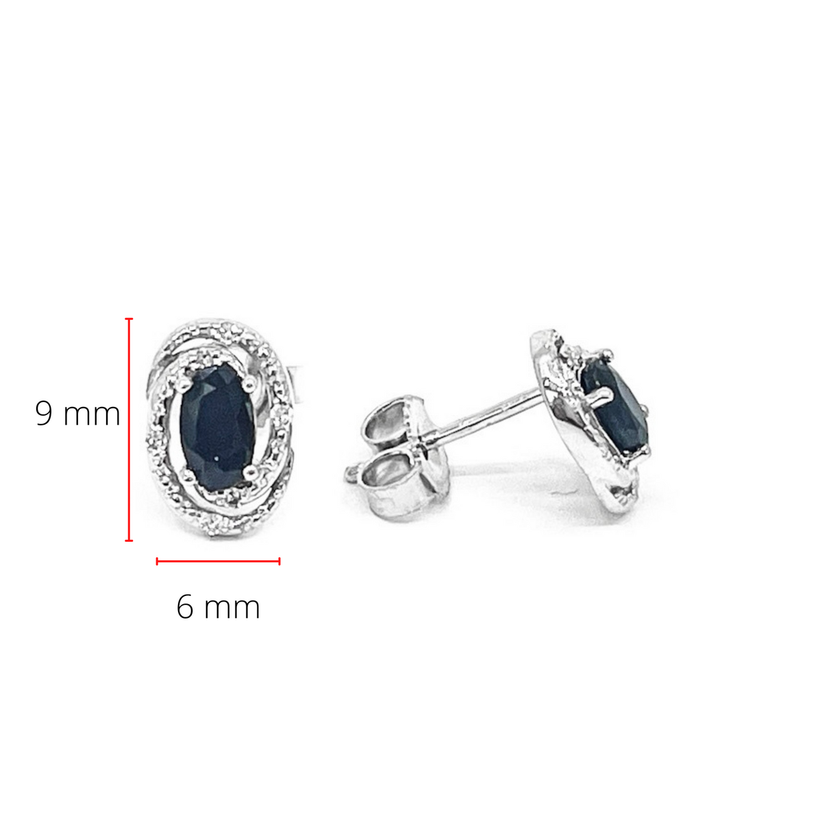 Sterling Silver 0.50cttw Genuine Sapphire &amp; 0.036cttw Diamond Halo Stud Earrings