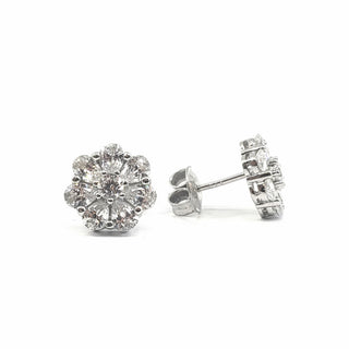 Aretes florales de plata de ley 925 con circonita cúbica - 10,5 mm