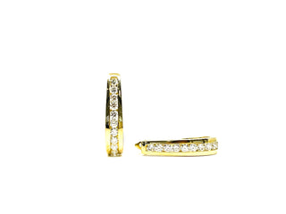 Pendientes tipo argolla con bisagras Huggie de oro amarillo de 10 quilates con diamantes de 0,33 quilates