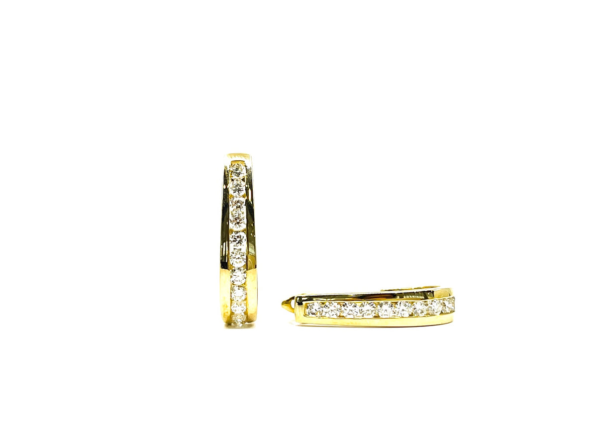 10K Yellow Gold 0.33cttw Diamond Hoop Huggie Hinged Earrings