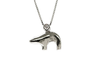 Colgante de oso polar con diamantes canadienses de 0,057 quilates de plata de ley, 18"