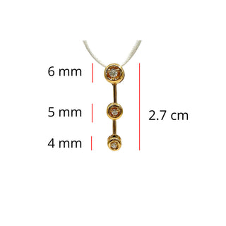 Colgante en forma de cascada de diamantes de 0,14 quilates en oro amarillo de 14 quilates: 6 mm x 27 mm