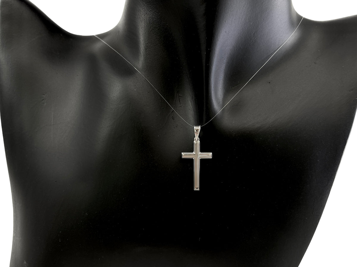 925 Sterling Silver 23mm x 13mm Hollow Cross Charm