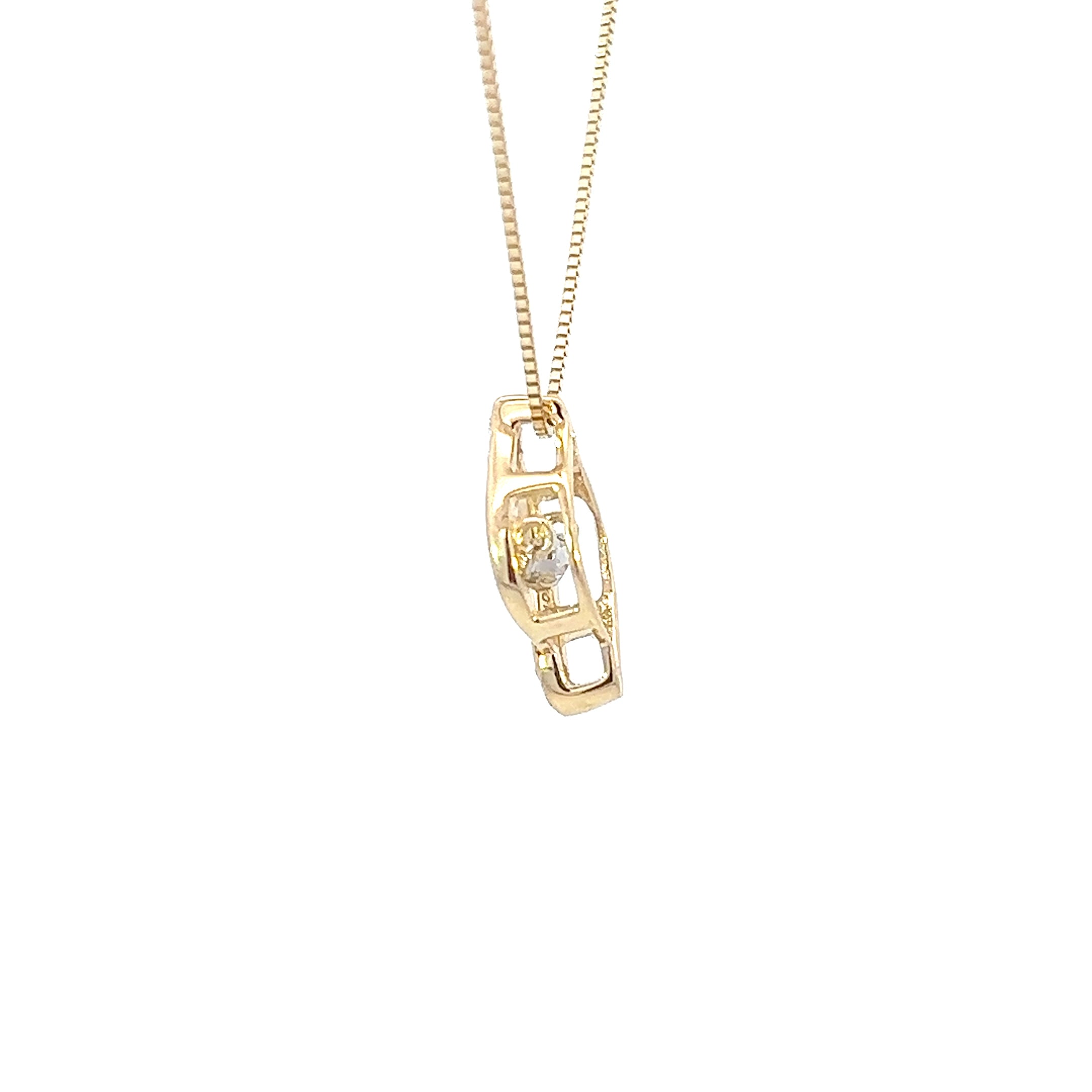 10K Yellow Gold 0.06 cttw Diamond Pulse Pendant, 18"