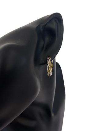 10K 2 Tone Gold 25mm Braided / Woven Earrings