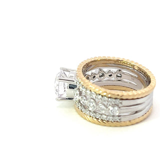 14K White & Yellow Round Brilliant Cut Diamond Ring