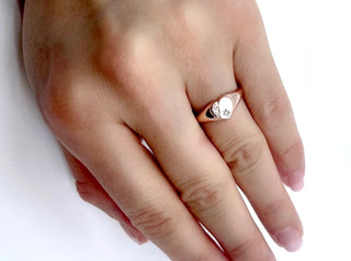 10K Rose Gold 0.01cttw Diamond Heart Signet Ring